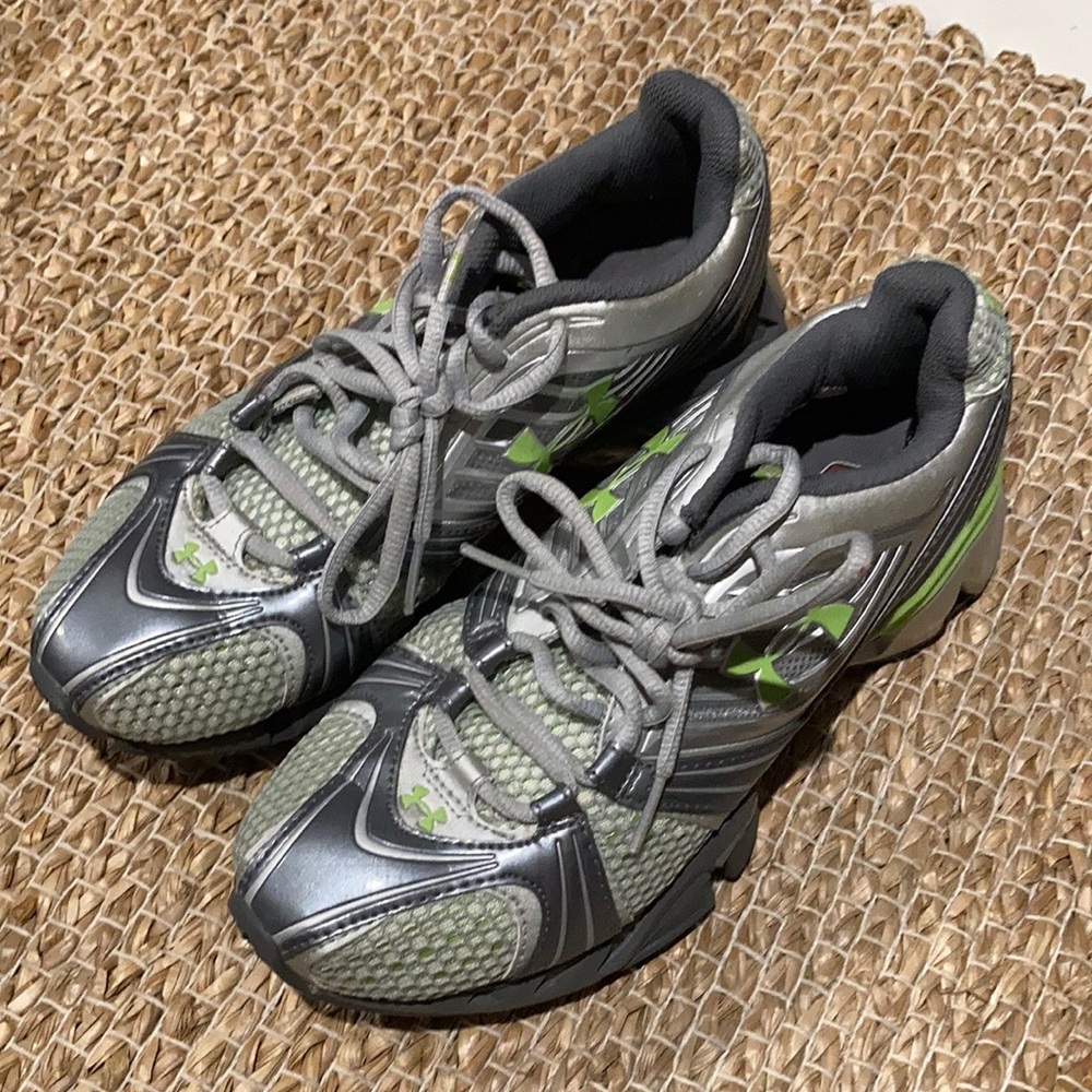 Grey and Lime Green Tennis Shoes